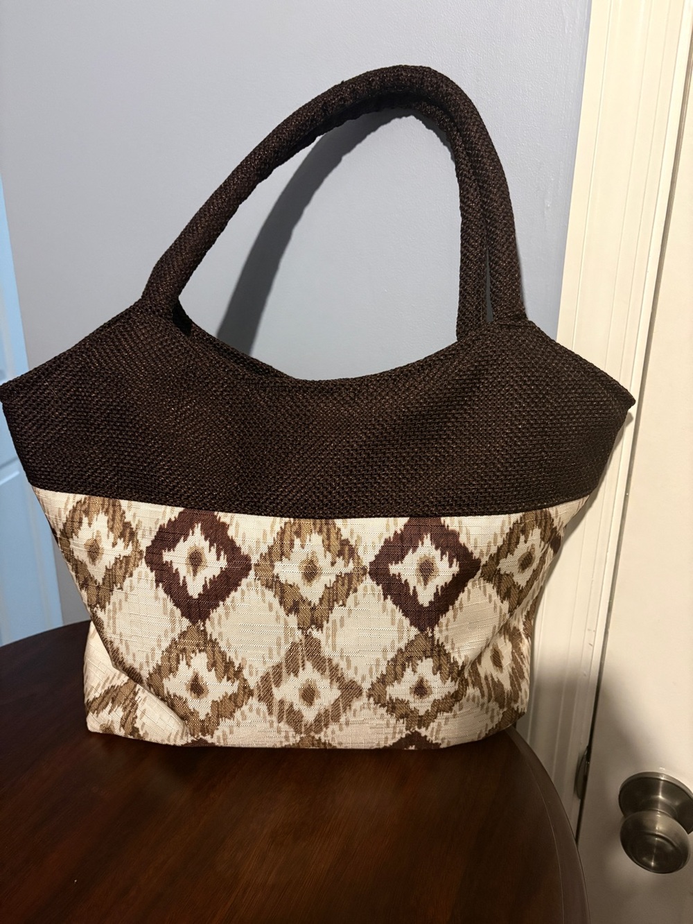 Brown Patterned Tote Bag - Women